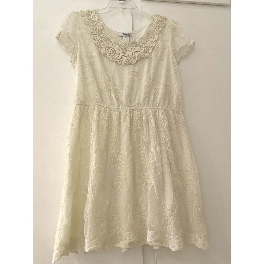 Prinky Ivory Midi Lace Short Sleeve Dress, Juniors XL